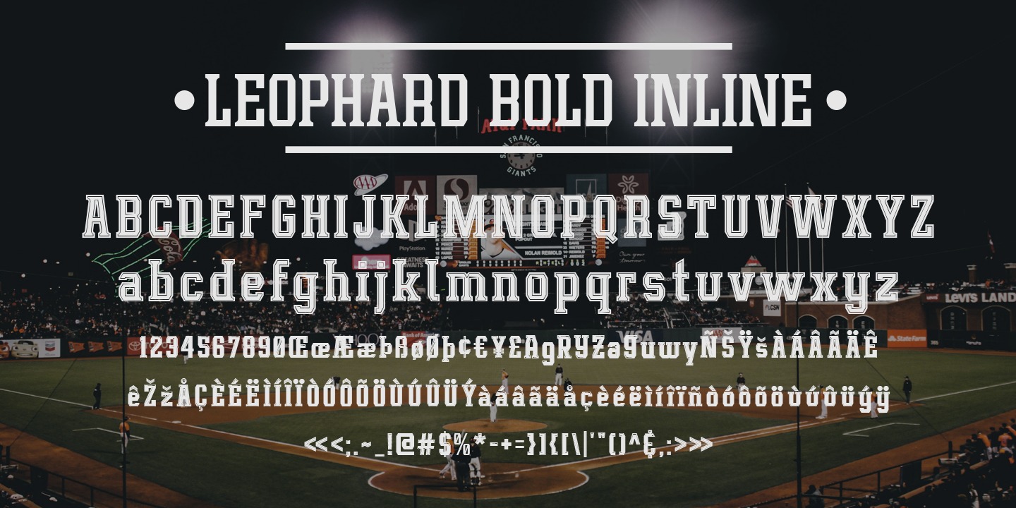 Beispiel einer Leophard Bold Inline-Schriftart